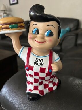 Big Boy Piggy Bank Server Figurine in Red & White